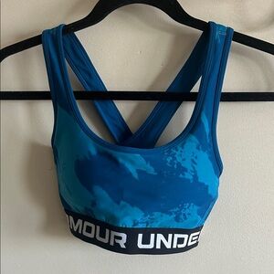 Under Armour Teal/Blue Crossback Sports Bra with Logo Band